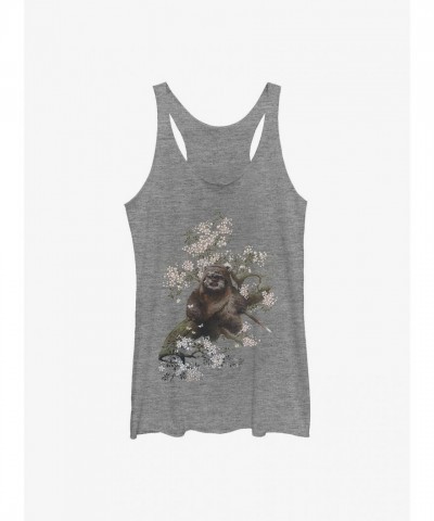 Star Wars Grey Ewok Flower Design Raw Edge Tank Top for Girls