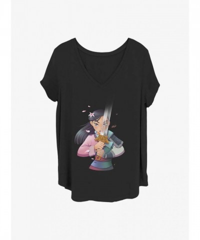 Disney Plus Size Girls T-Shirt - Mulan Anime Design - Black