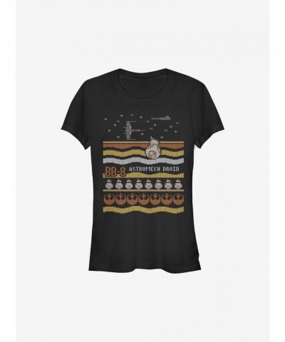 Star Wars Astromech Droid Ugly Christmas Sweater Girls T-Shirt - Black