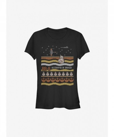 Star Wars Astromech Droid Ugly Christmas Sweater Girls T-Shirt - Black