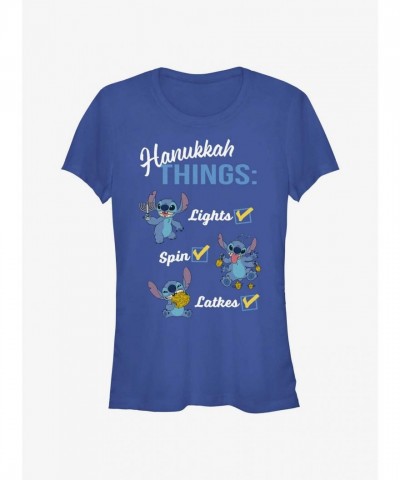 Disney Lilo & Stitch Girls Hanukkah T-Shirt - Blue
