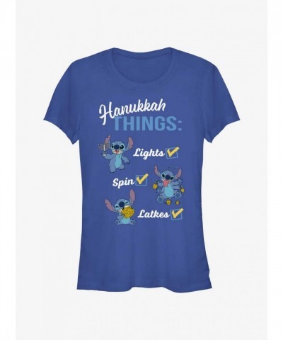Disney Lilo & Stitch Girls Hanukkah T-Shirt - Blue