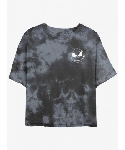 Disney Nightmare Before Christmas Jack Skellington Tie-Dye Crop T-Shirt for Girls - Multi Colors