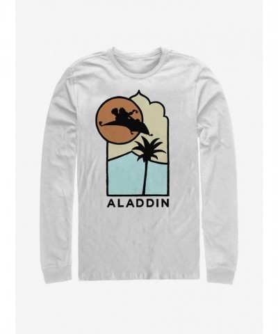 Disney Aladdin Magic Carpet Adventure Long Sleeve T-Shirt - White Men's