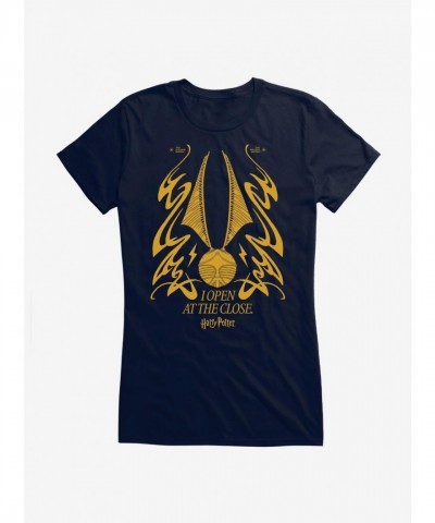Harry Potter Snitch Open End Girls T-Shirt - Junior Size Blue