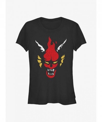 Stranger Things Demogorgon Head Tee for Girls - Black Cotton