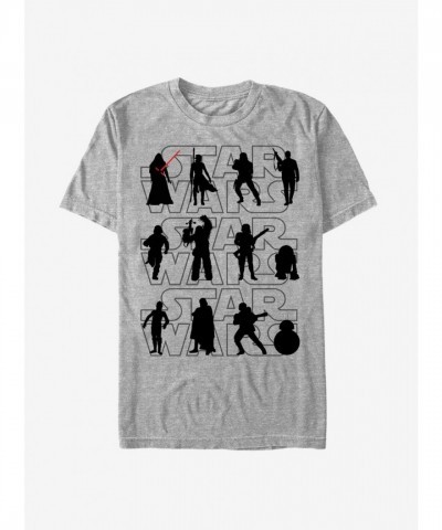 Star Wars: Force Awakens Character Silhouettes T-Shirt - Unisex Heather Gray