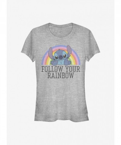 Disney Lilo & Stitch Rainbow Tee for Girls - Grey