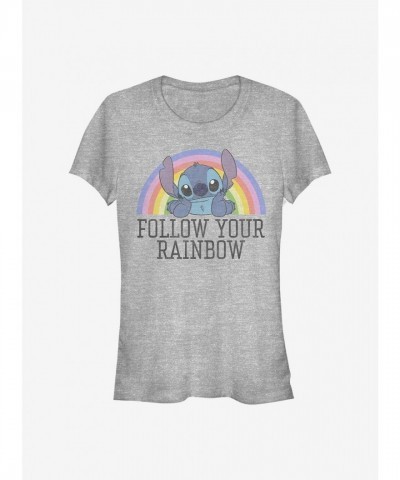 Disney Lilo & Stitch Rainbow Tee for Girls - Grey