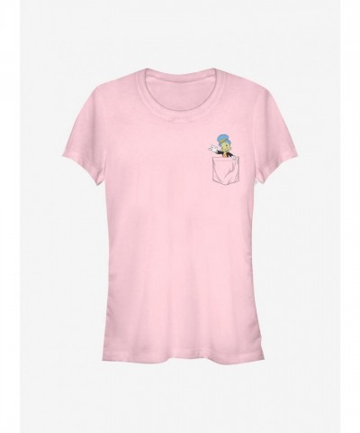 Disney Girls Pinocchio Jiminy Lightweight T-Shirt - PINK