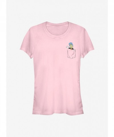 Disney Girls Pinocchio Jiminy Lightweight T-Shirt - PINK
