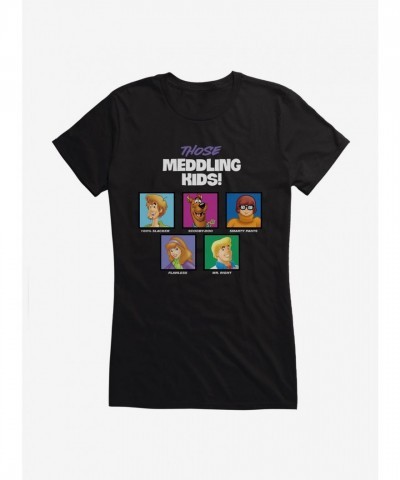 Scooby-Doo Those Meddling Kids Velma Fred Daphne Shaggy and Scooby Girls Soft Cotton Tee