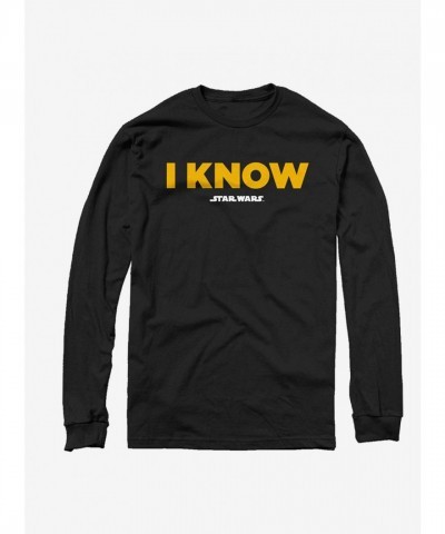 Star Wars T-Shirt With Iconic Quote - Men's Long Sleeve Black