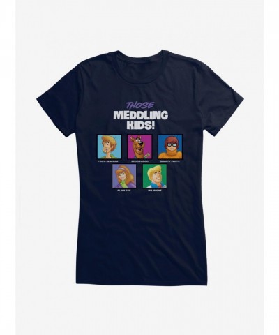 Scooby-Doo Those Meddling Kids Velma Fred Daphne Shaggy and Scooby Girls Soft Cotton Tee