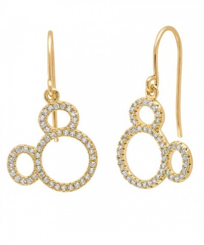 Mickey Mouse Silhouette Earrings in Yellow Gold by CRISLU for Women