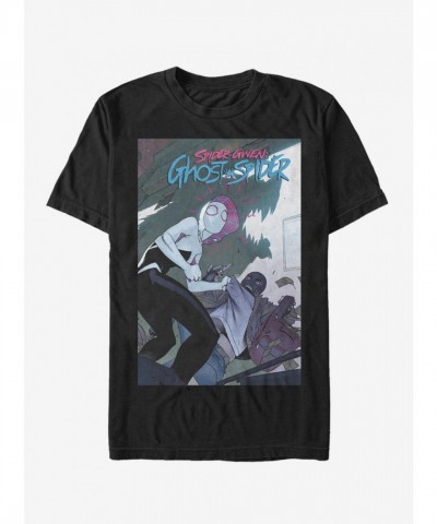 Marvel Spider-Gwen T-Shirt - Into The Spider-Verse Inspired Men's Black Cotton Tee