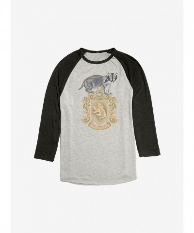 Harry Potter Unisex Raglan - Hufflepuff Emblem Design in Black