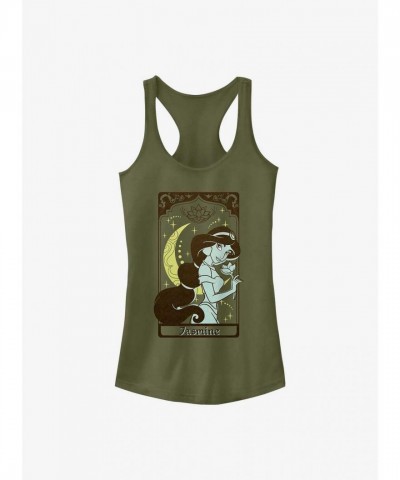 Disney Girls Aladdin Tarot Card Jasmine Green Tank Top