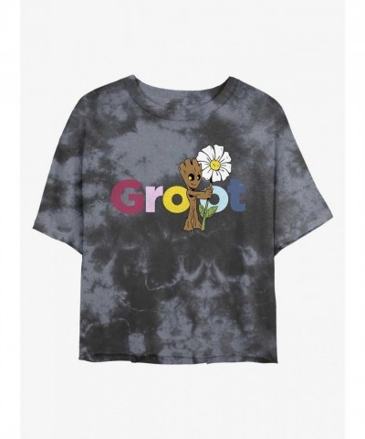 Marvel's Guardians of the Galaxy Soft Tie-Dye Crop T-Shirt for Girls - Multi Colors