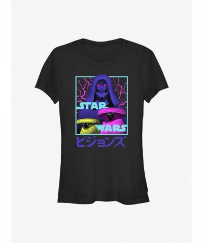Star Wars Visions Metal Faces T-Shirt for Girls - Black
