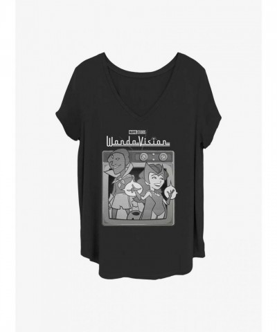 Marvel WandaVision Retro TV Show Women's Plus Size T-Shirt - Black