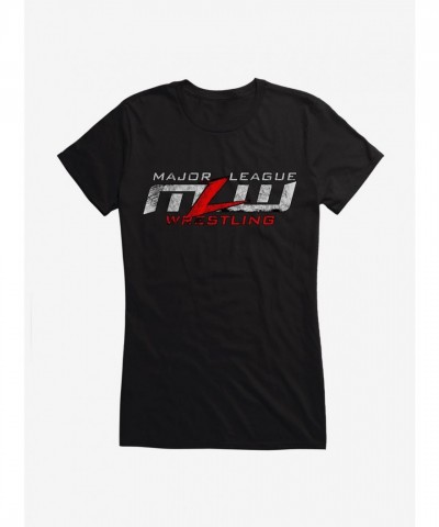 Major League Wrestling Grunge Logo Junior T-Shirt - Black for Girls