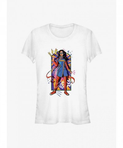 Marvel Ms. Marvel White T-Shirt for Girls - Lightweight Cotton