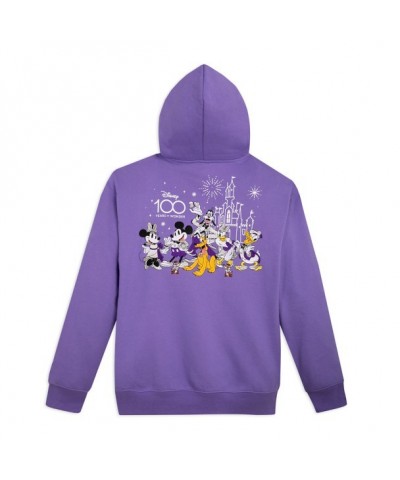 Mickey Mouse & Friends Disney100 Purple Pullover Hoodie for Adults – Disneyland Resort