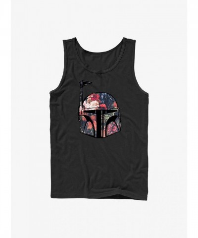 Star Wars Boba Fett Floral Print Tank Top - Men's Black