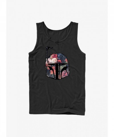 Star Wars Boba Fett Floral Print Tank Top - Men's Black