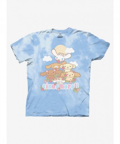 Cinnamoroll Flying Friends Blue Tie-Dye Comfortable T-Shirt for Girls