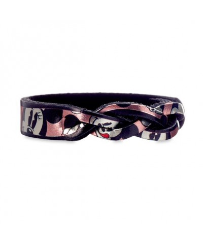 Minnie Mouse Personalized Leather Bangle - Classic Pink Foil Design