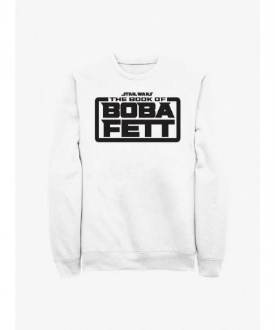 Star Wars Authentic Crewneck Sweatshirt - White Boba Fett Logo for Men
