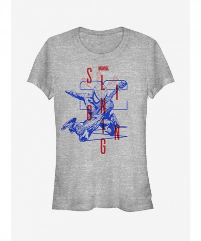 Marvel Girls Spider-Man Blue T-Shirt - Grey