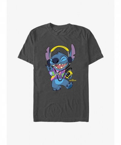 Disney Rockin' Stitch Lightweight T-Shirt - Grey for Men