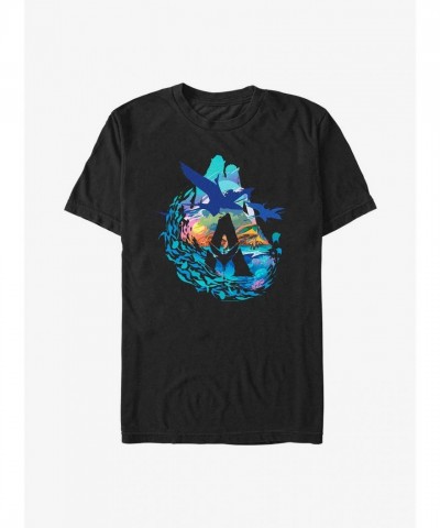Avatar: The Way of Water Scenic Flyby Soft Cotton T-Shirt - Unisex Black
