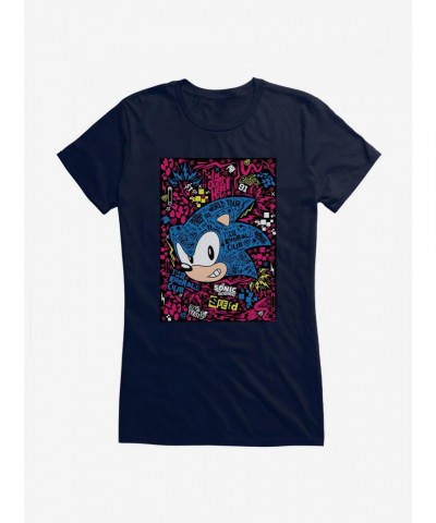 Sonic Hedgehog Girls Portrait Collage Tee
