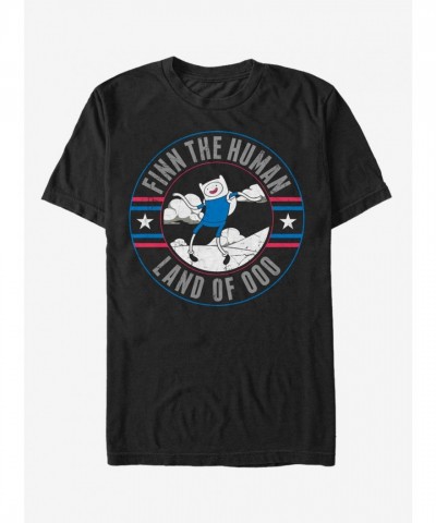 Adventure Time Black Finn T-Shirt - Land of Ooo Graphic for Men