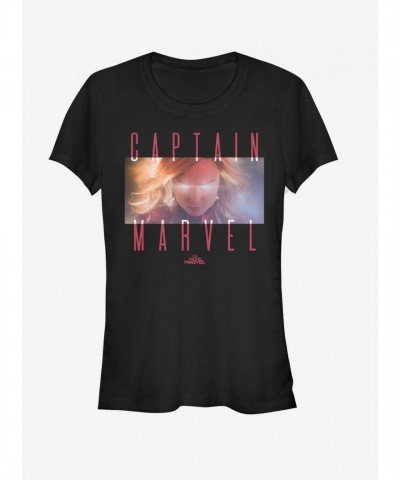 Marvel Captain Marvel Glowing T-Shirt for Girls - Black