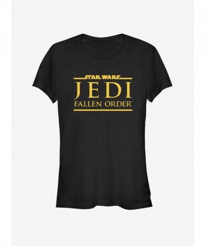 Star Wars Jedi Fallen Order Logo T-Shirt - Yellow Ink for Girls - Black