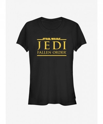Star Wars Jedi Fallen Order Logo T-Shirt - Yellow Ink for Girls - Black