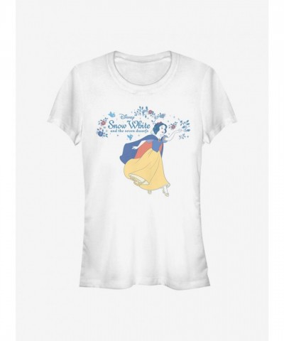 Disney Classic Floral Snow White T-Shirt for Girls - White