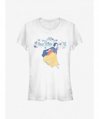 Disney Classic Floral Snow White T-Shirt for Girls - White