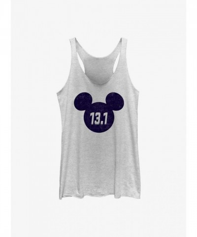 Disney Girls Half Marathon Tank Top - Mickey Ears Design in White