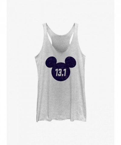 Disney Girls Half Marathon Tank Top - Mickey Ears Design in White