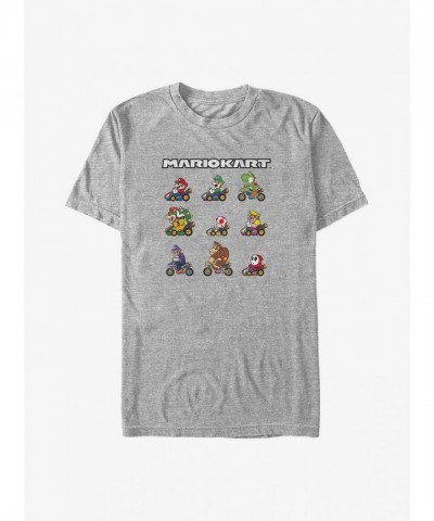 Mario Kart Big & Tall Team Line-Up Grey T-Shirt - Men's Unisex