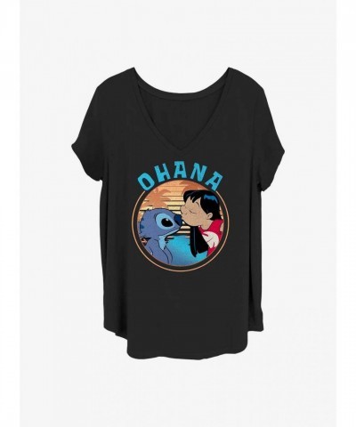 Disney Sweet Ohana Lilo & Stitch Girls Plus Size T-Shirt - BLACK