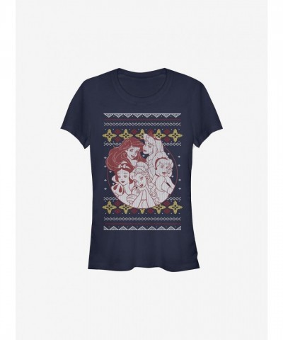 Disney Girls Christmas Tee - Blue Princess Print