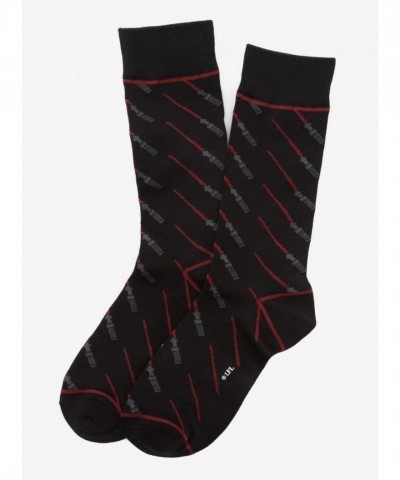 Comfortable Black Socks with Darth Vader Red Lightsaber Design