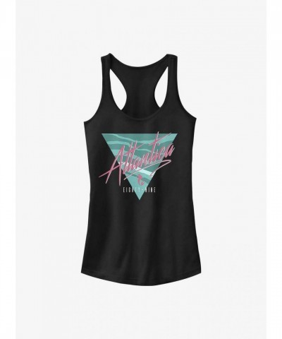Disney The Little Mermaid Retro Atlantica Logo Tank Top - Junior Girls' Black